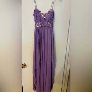 Black tie spaghetti strap evening gown. Barely worn. Great for prom or events!